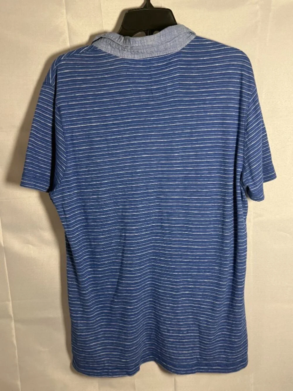 Banana Republic Men’s Large Blue Striped Short Sleeve Polo Shirt Linen Blend